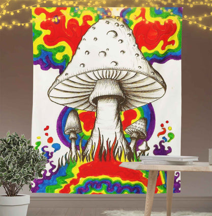 Rainbow Mushroom Tapestry