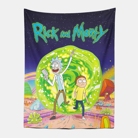 Rick and Morty Funny Anime Tapestry-Taspetry-Wallarts Lab-100cm * 150cm-Monkey Ninja
