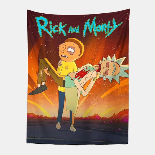 Rick and Morty Funny Anime Tapestry-Taspetry-Wallarts Lab-100cm * 150cm-Monkey Ninja