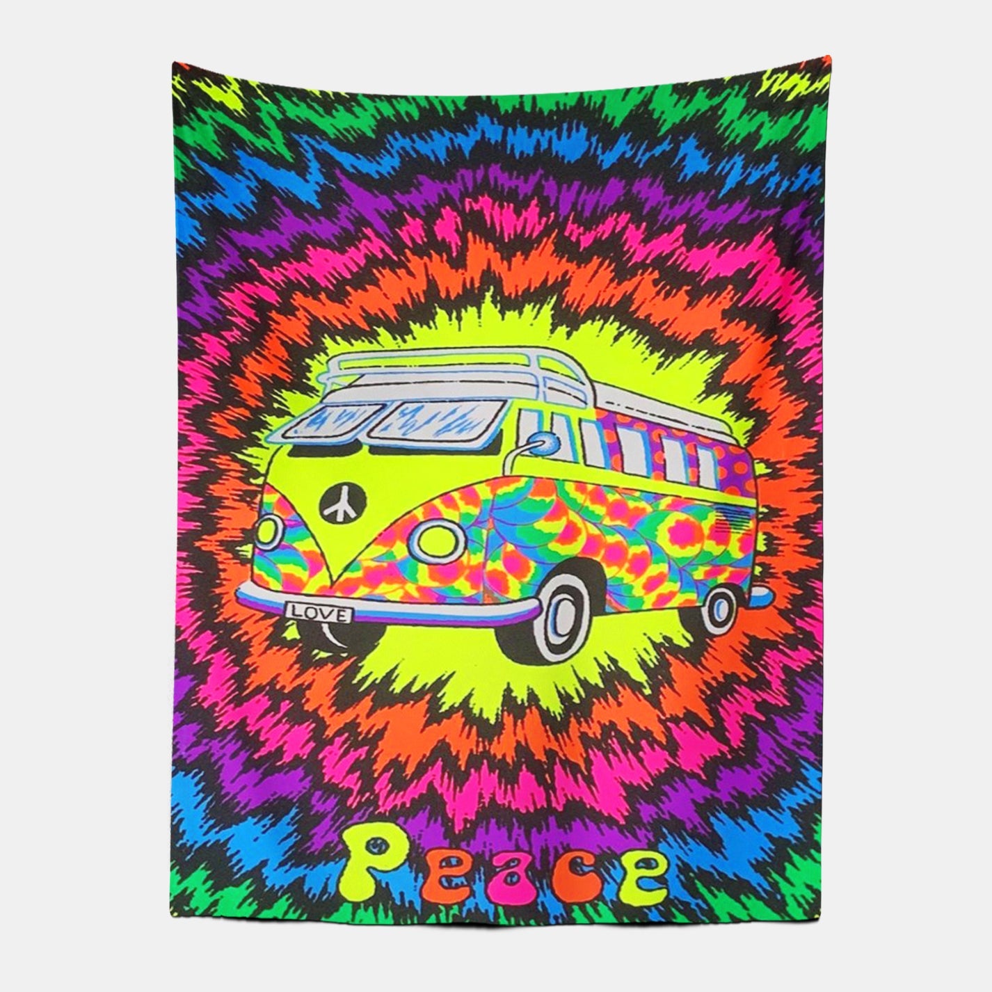 Psychedelic Hippie Rainbow Bus Tapestry