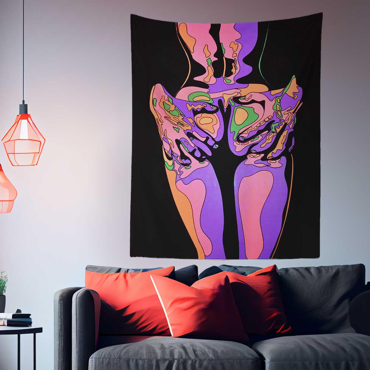 Psychedelic Sexy Couple Wall Art Tapestry
