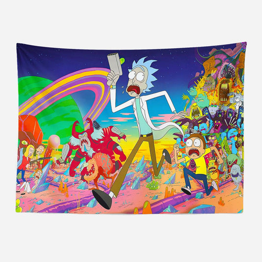Rick & Morty Funny Anime Wall Art Tapestry-Taspetry-Wallarts Lab-100cm * 150cm-Monkey Ninja