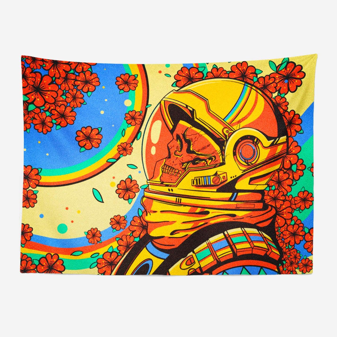 Astronaut Skull Wall Art Tapestry
