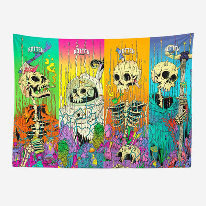 Psychedelic Skull Wall Art Tapestry