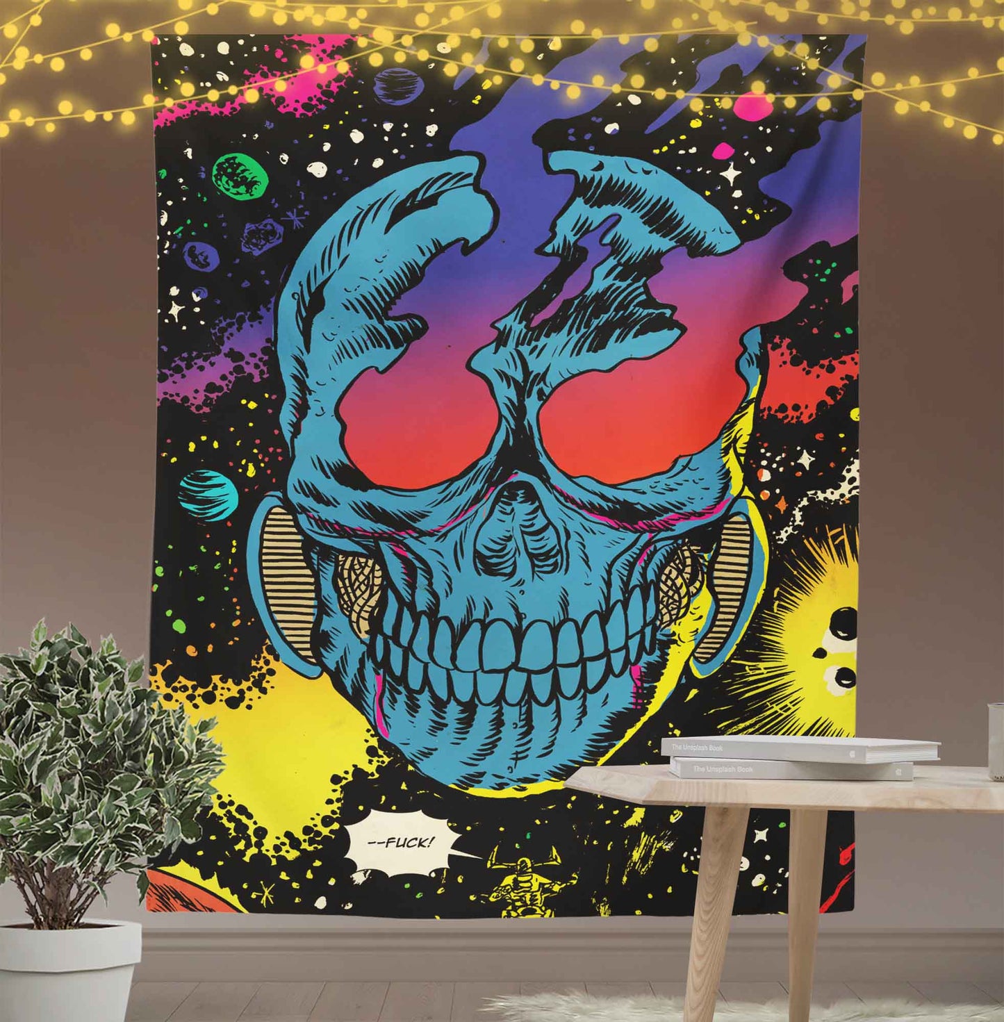 Skull Space Wall Art Tapestry