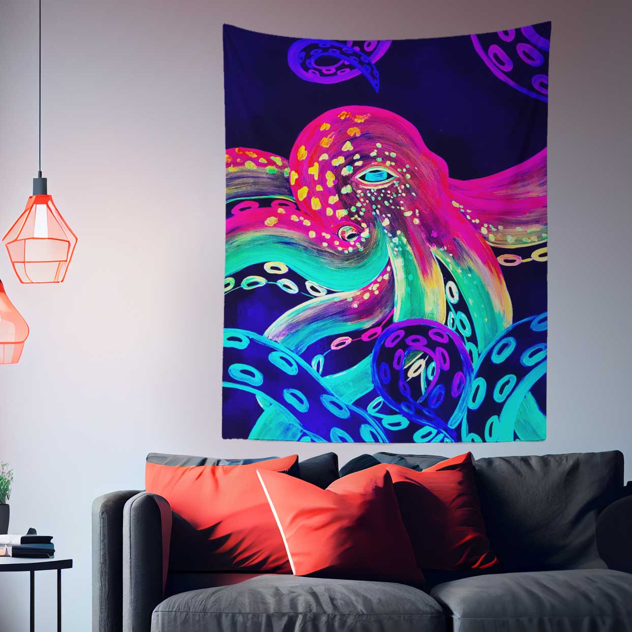 Psychedelic Octopus Wall Art Tapestry