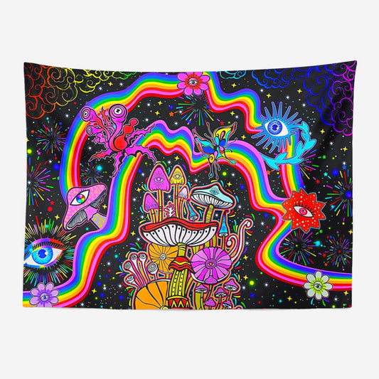 Trippy Rainbow Mushroom Tapestry-Taspetry-Wallarts Lab-100cm * 150cm-Monkey Ninja