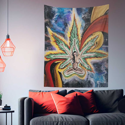 Hemp Leaf Prayer Wall Art Tapestry