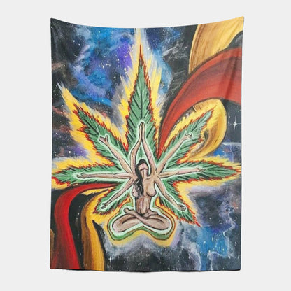 Hemp Leaf Prayer Wall Art Tapestry