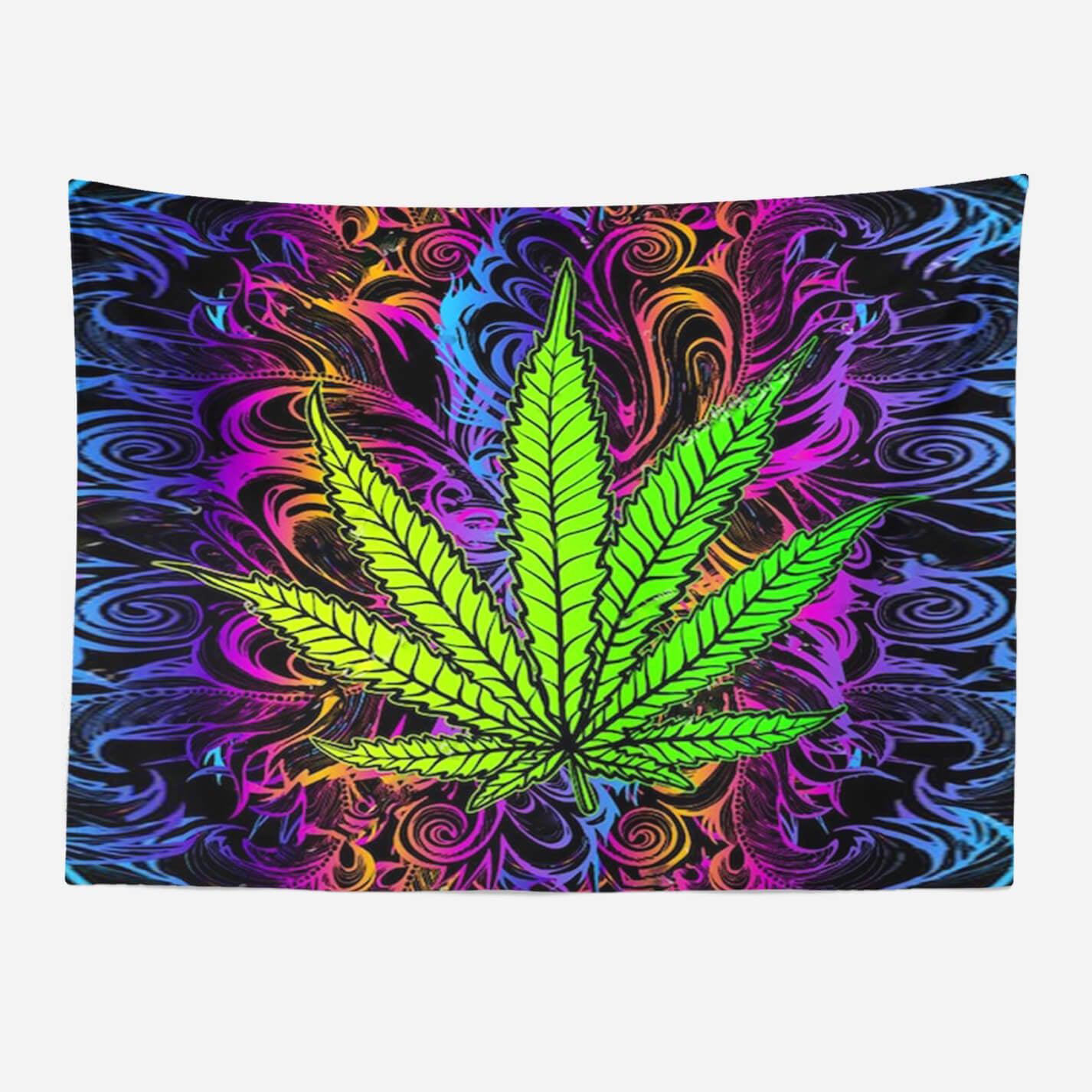 Psychedelic Leaves Tapestry