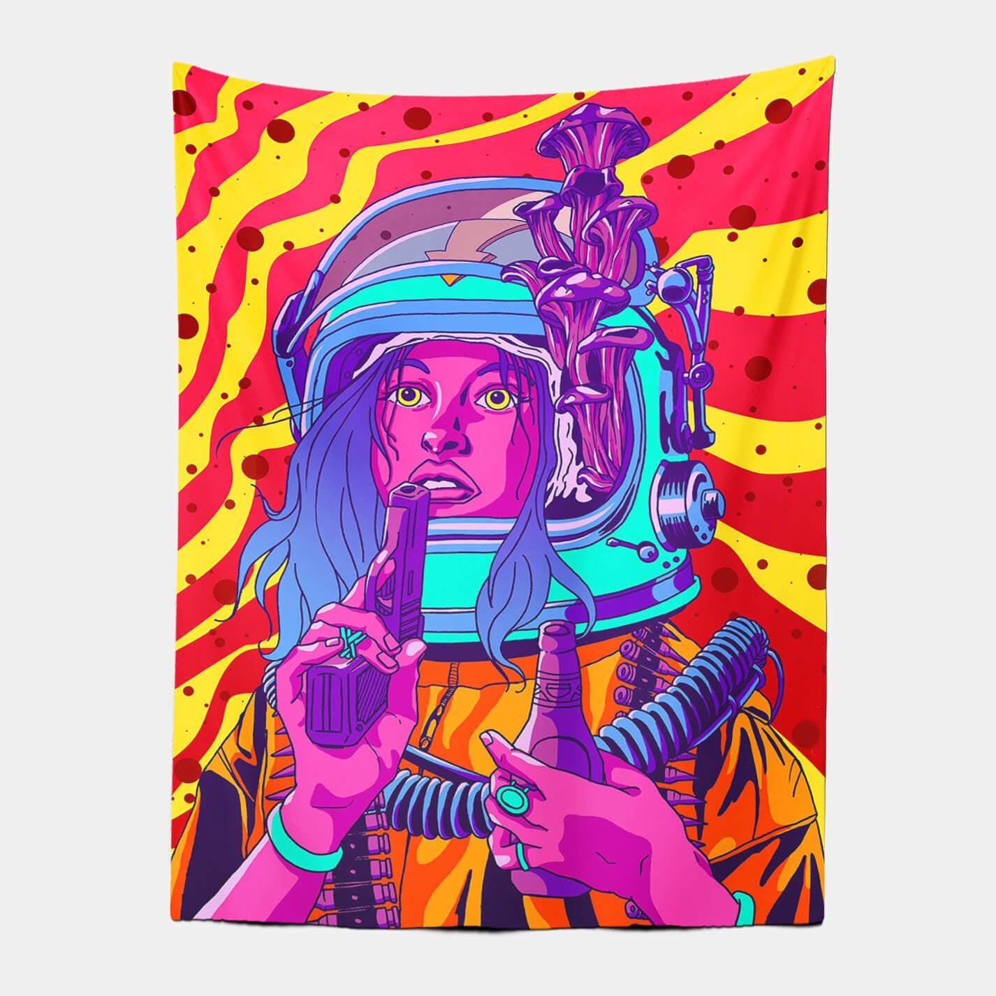 The astronaut with the gun Tapestry-Taspetry-Wallarts Lab-100cm * 150cm-Monkey Ninja