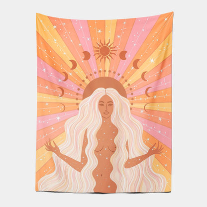 Mermaid Princess Moon Goddess Tapestry