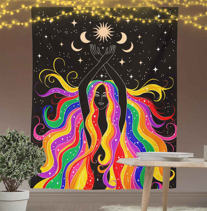 Mermaid Princess Moon Goddess Divination Tapestry