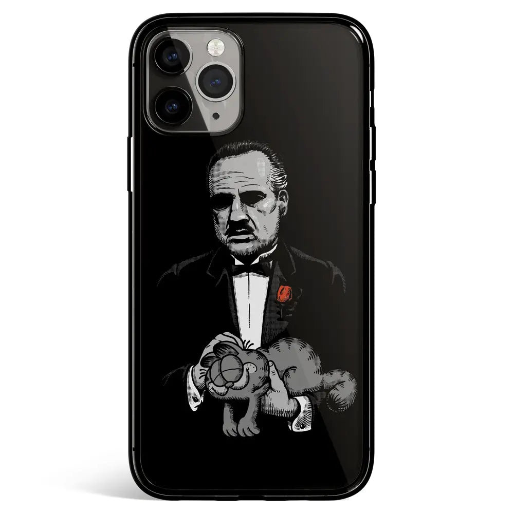 The Godfather and Garfield iPhone Tempered Glass Soft Silicone Phone Case-Feature Print Phone Case-Monkey Ninja-iPhone 17-Glass Case-Monkey Ninja
