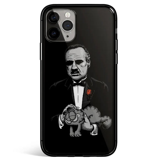 The Godfather and Garfield iPhone Tempered Glass Soft Silicone Phone Case-Feature Print Phone Case-Monkey Ninja-iPhone 17-Glass Case-Monkey Ninja