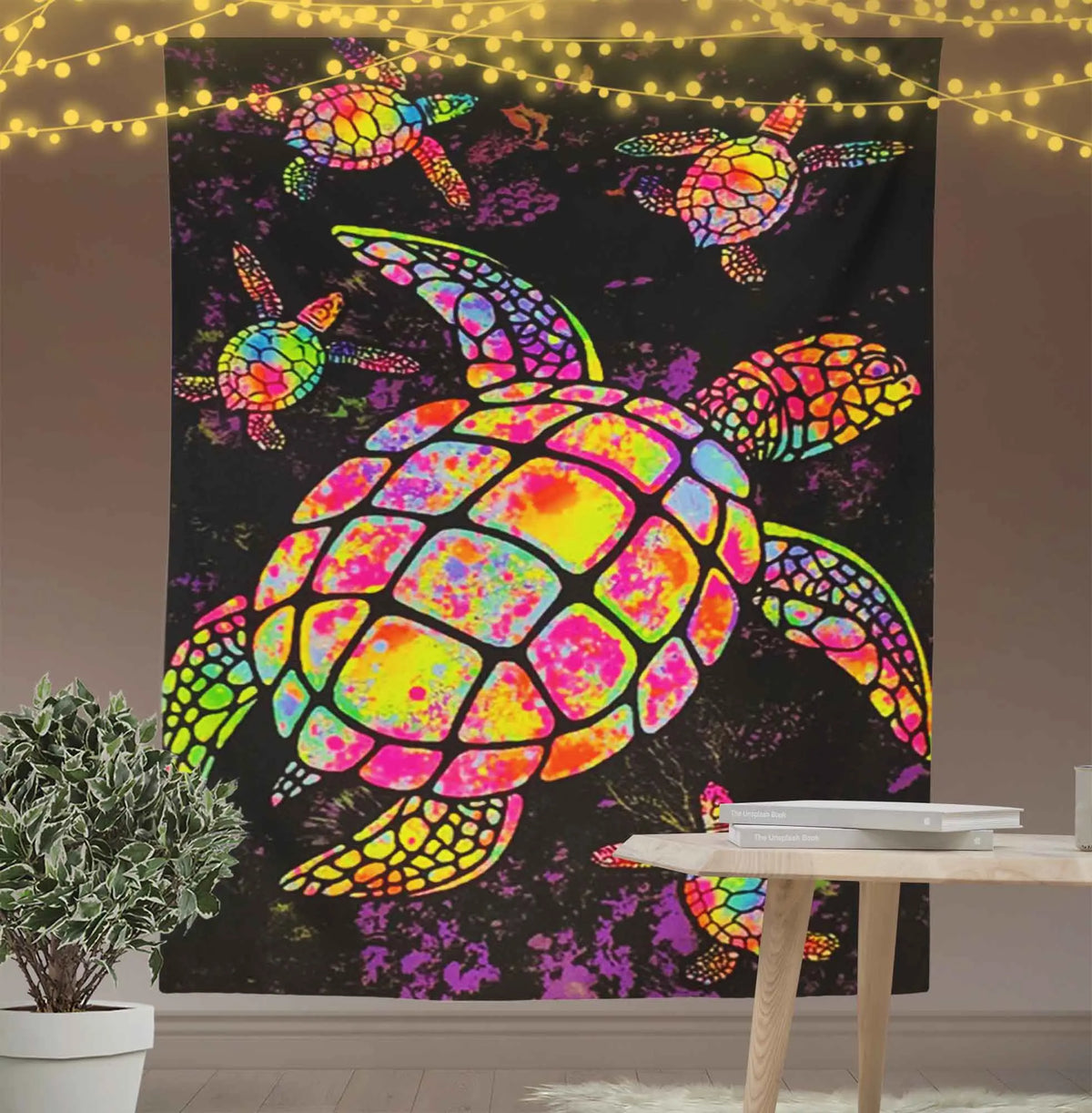 Trippy Glowing Turtles Tapestry-Taspetry-Wallarts Lab-100cm * 150cm-Monkey Ninja