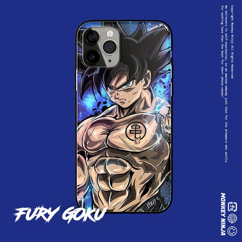 Hand-Drawn Stylish Goku Vegeta Beerus Buu Frieza Tempered Glass Phone Case - Monkey Ninja