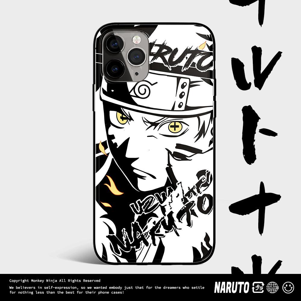 Naruto Characters Sketch Tempered Glass iPhone Case- Naruto Itachi Kakashi