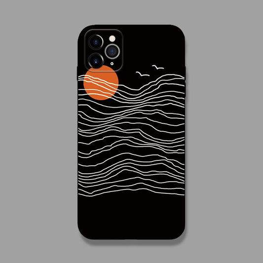 Simplicity Japanese Style Line Drawing Tempered Glass Soft Silicone Phone Case-Phone Case-Monkey Ninja-iPhone X/XS-Tempered Glass-Monkey Ninja