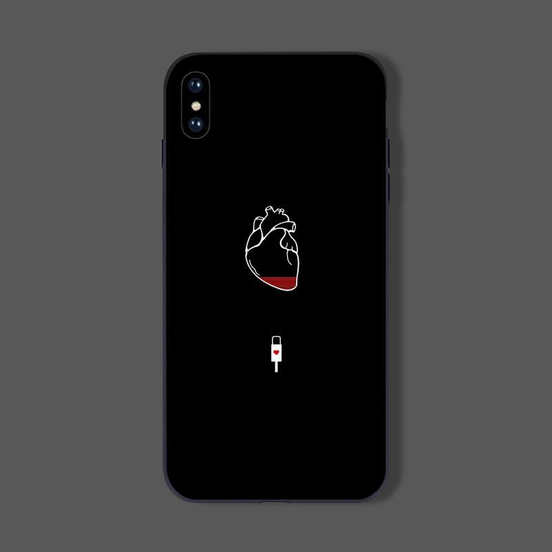 Heart Hand Drawing Tempered Glass Soft Silicone Phone Case-Phone Case-Monkey Ninja-iPhone X/XS-Tempered Glass-Monkey Ninja