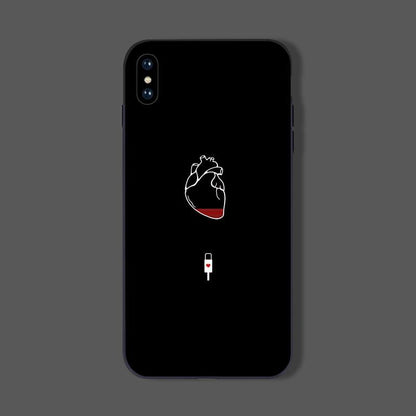 Heart Hand Drawing Tempered Glass Soft Silicone Phone Case-Phone Case-Monkey Ninja-iPhone X/XS-Tempered Glass-Monkey Ninja
