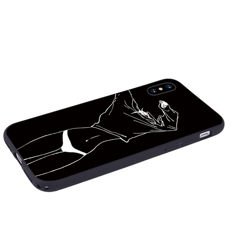 Creative Hand Drawing Line drawing Tempered Glass Soft Silicone Phone Case-Feature Print Phone Case-Monkey Ninja-iPhone X/XS-Tempered Glass-Monkey Ninja