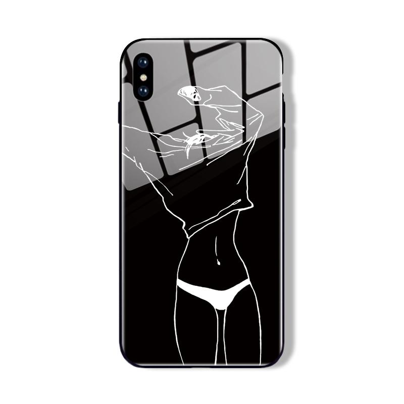 Creative Hand Drawing Line drawing Tempered Glass Soft Silicone Phone Case-Feature Print Phone Case-Monkey Ninja-iPhone XR-Tempered Glass-Monkey Ninja