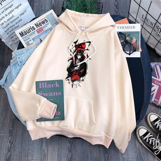 Naruto Itachi Uchiha Hoodie-Clothing-Monkey Ninja-Beige-S-Monkey Ninja