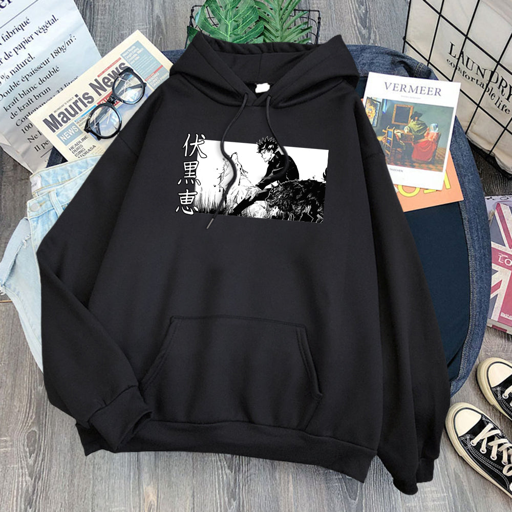 Jujutsu Kaisen Megumi Divine Dogs Hoodie-Clothing-Monkey Ninja-Black-S-Monkey Ninja