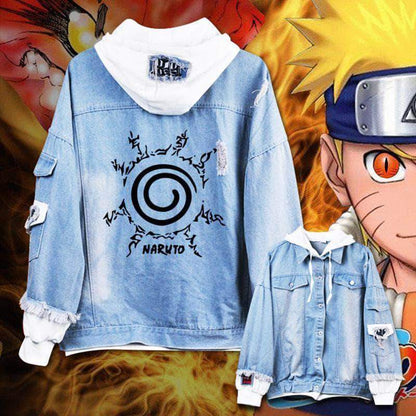 NARUTO Autumn and Winter long-sleeved loose spliced denim jacket