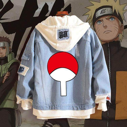NARUTO Autumn and Winter long-sleeved loose spliced denim jacket