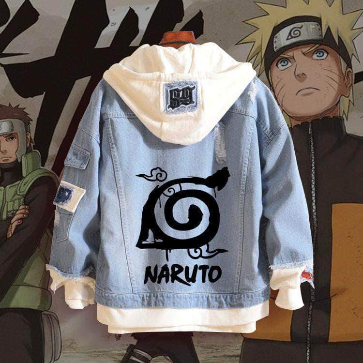 NARUTO Autumn and Winter long-sleeved loose spliced denim jacket