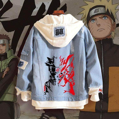NARUTO Autumn and Winter long-sleeved loose spliced denim jacket