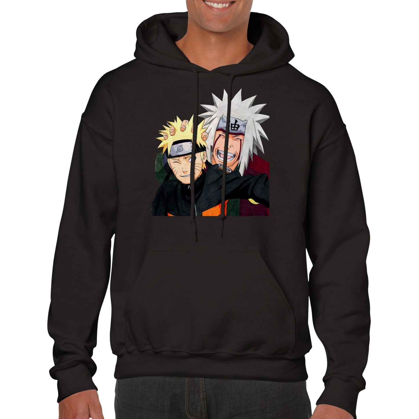 Naruto | Jiraiya & Naruto | Anime Hoodie (Unisex)-Hoodie-Monkey Ninja-Black-S-Monkey Ninja