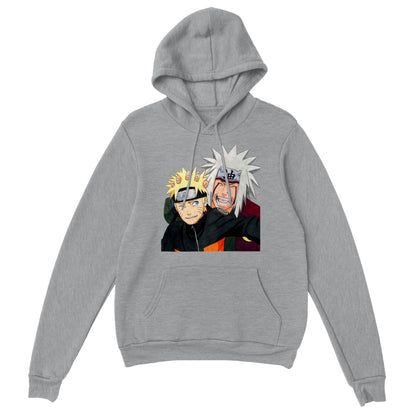 Naruto | Jiraiya & Naruto | Anime Hoodie (Unisex)-Hoodie-Monkey Ninja-Grey-S-Monkey Ninja