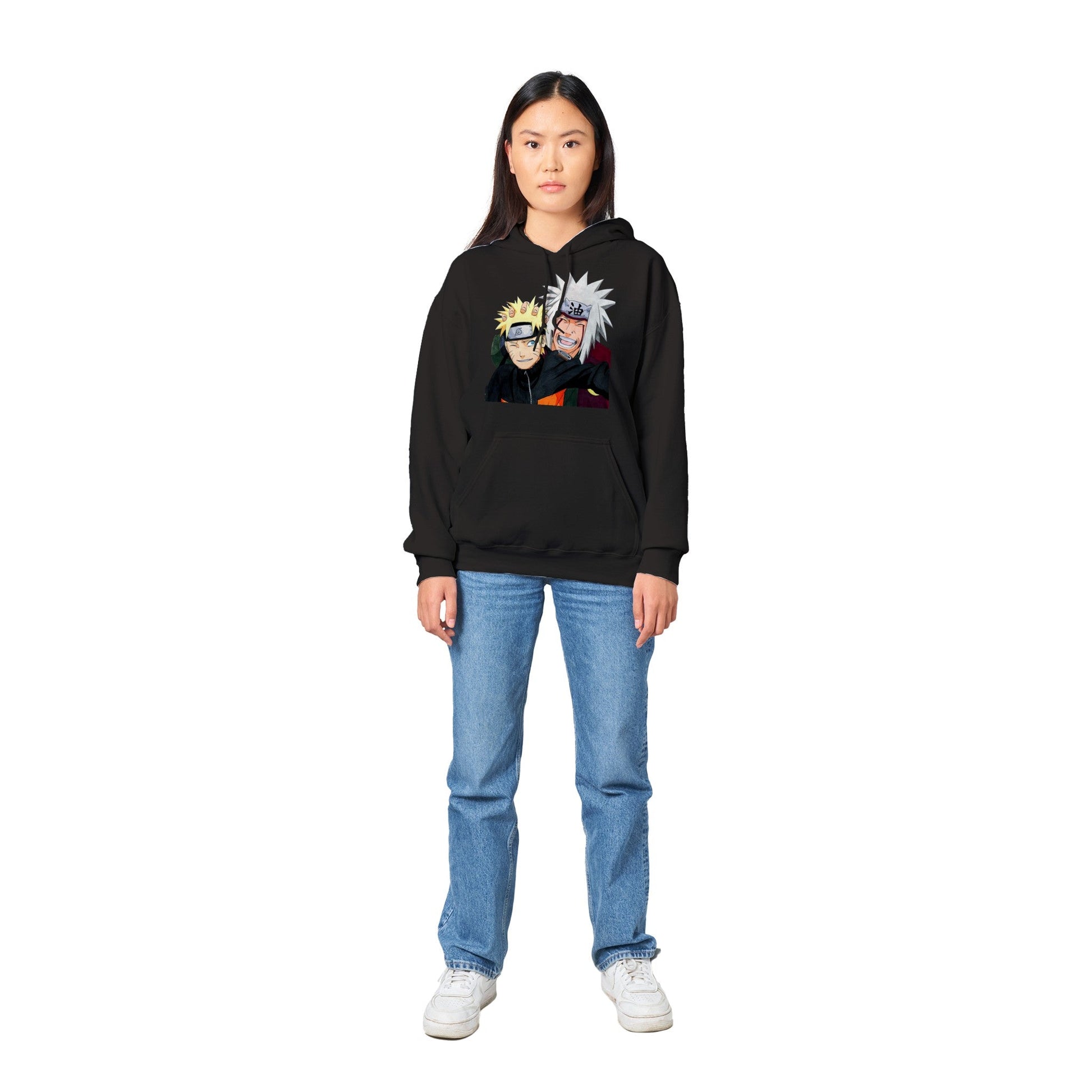 Naruto | Jiraiya & Naruto | Anime Hoodie (Unisex)-Hoodie-Monkey Ninja-Black-S-Monkey Ninja
