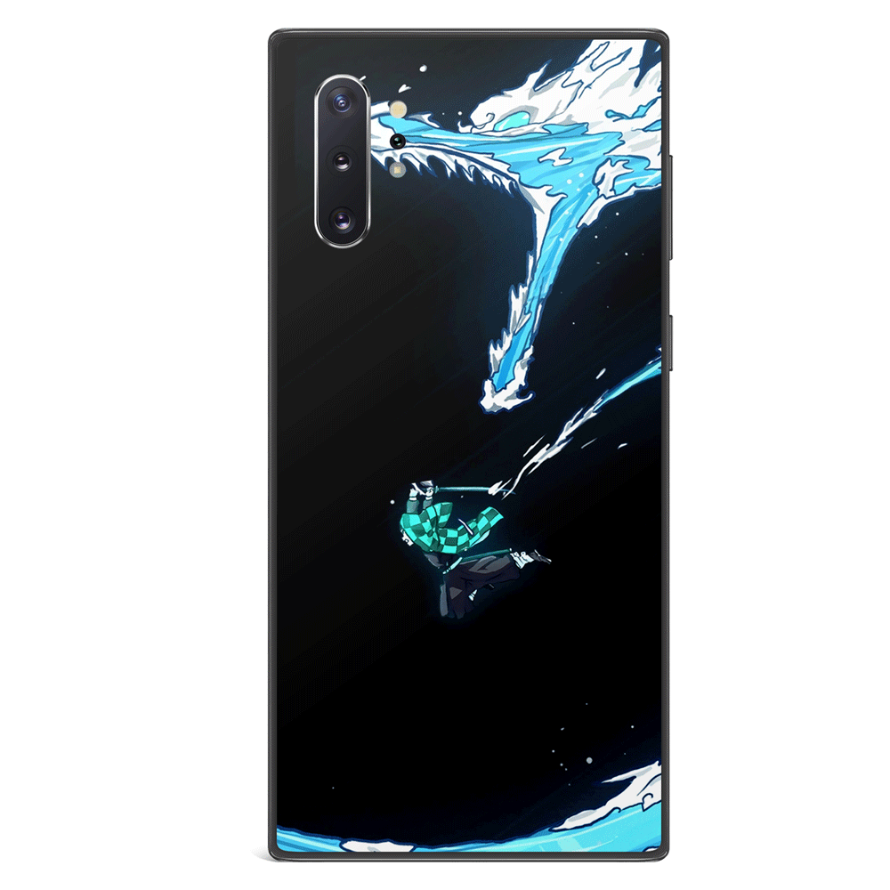 Demon Slayer Tanjiro Water One Hashira Tempered Glass Soft Silicone Samsung Case
