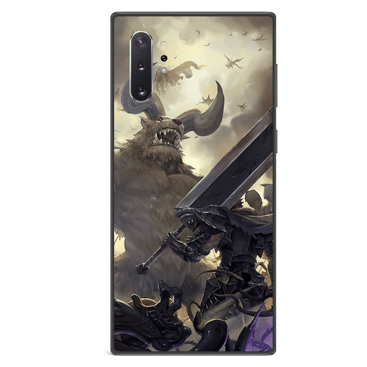 Berserk Guts vs Zodd Colorful Tempered Glass Soft Silicone Samsung Case