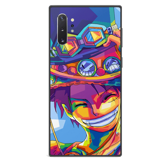 One Piece Luffy with Ace Sabo Hats Tempered Glass Soft Silicone Samsung Case