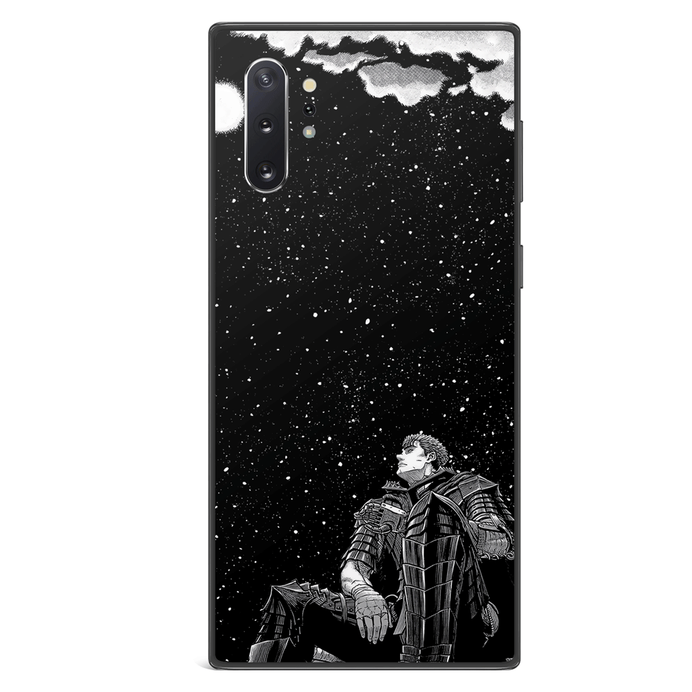 Berserk Guts Looking at the Galaxy Tempered Glass Soft Silicone Samsung Case