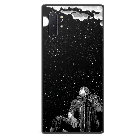 Berserk Guts Looking at the Galaxy Tempered Glass Soft Silicone Samsung Case