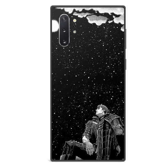 Berserk Guts Looking at the Galaxy Tempered Glass Soft Silicone Samsung Case-Phone Case-Monkey Ninja-Galaxy S9-Monkey Ninja