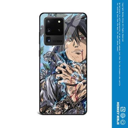Sasuke Naruto Anime Hand Draw Tempered Glass Phone Case for Samsung