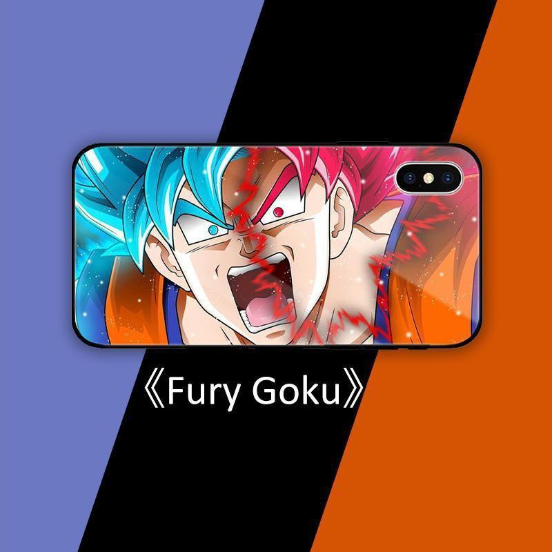 ??TEMPERED GLASS??Fury Goku Two-tone Hair Phone Case
